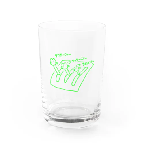 PIN３種猫(緑) Water Glass