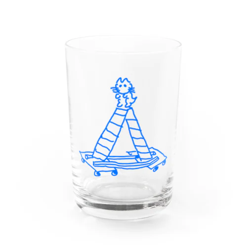 てっぺん猫(青) Water Glass