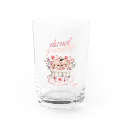 かわいいくまちゃんとお花 Water Glass