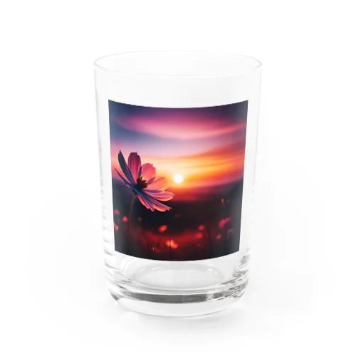 儚い夕焼けコスモス Water Glass