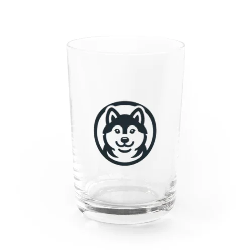 ブラックシバのキュートなロゴマーク Water Glass