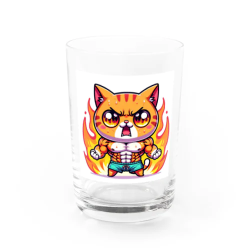 燃える猫マッチョ Water Glass