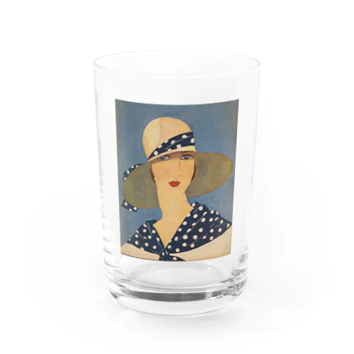 lady wearing a sun hat Water Glass