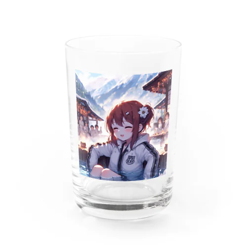 温泉楽しむ女子 Water Glass