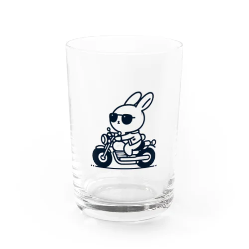 バイクに乗ったうさぎ Water Glass