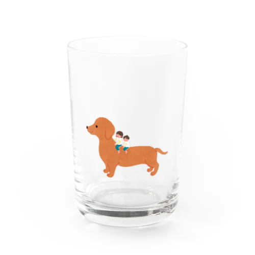 Kids on the dog Water Glass