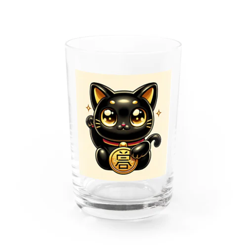 招福招き黒猫 Water Glass