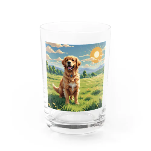 ドット絵のゴールデンレトリバー Water Glass