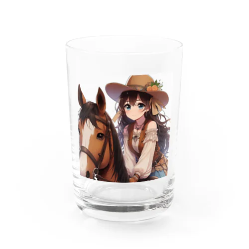 乗馬を楽しむお嬢様 Water Glass