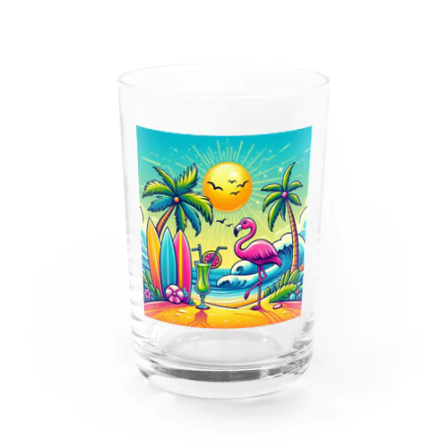 夏とフラミンゴのコラボ グラス