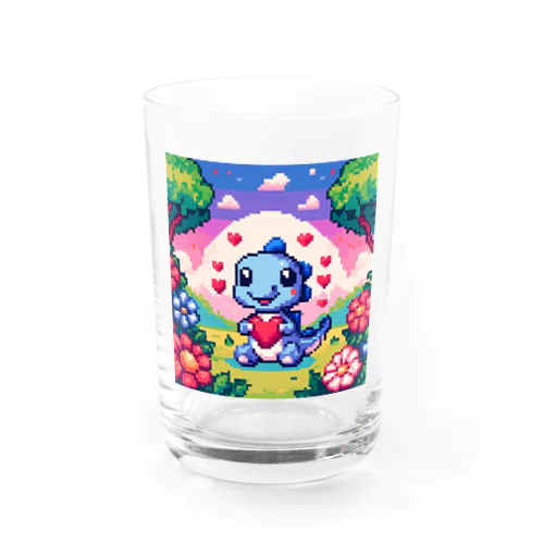 ピクセルアート 恐竜の子ども Water Glass