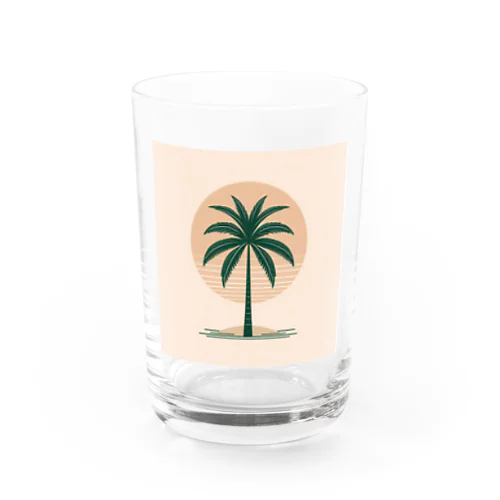 シンプルヤシの木　夕日　ワンポイント　Tシャツ　サンダル　小物 Water Glass