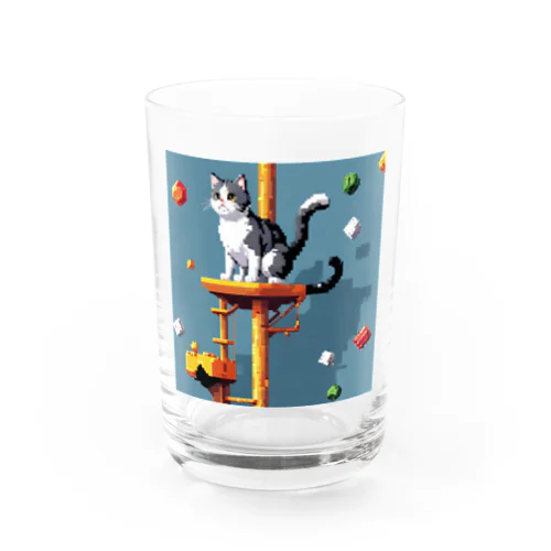 キャットタワーで遊ぶ猫 Water Glass