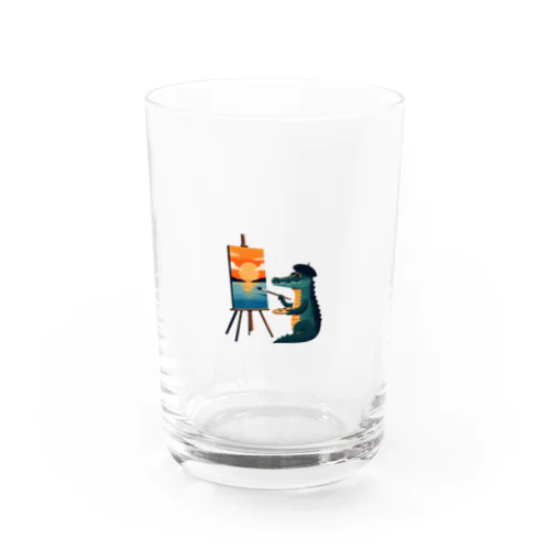 ワニ画家、ワニわん誕生 Water Glass