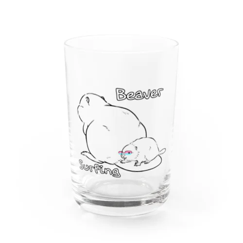 サーフィンするちビーバーそのはち Water Glass