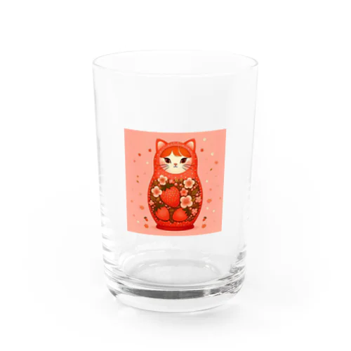 猫のマトリョーシカ（いちご） Water Glass