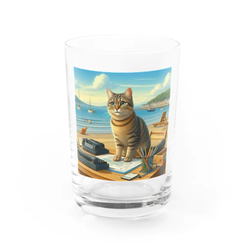 海辺の仕事猫 Water Glass