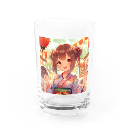 縁日で、浴衣でニッコリ Water Glass