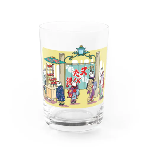 浮世絵猫のお風呂屋さん Water Glass