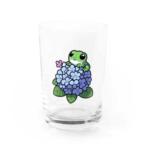 あじさいの花と🐸カエル君 Water Glass