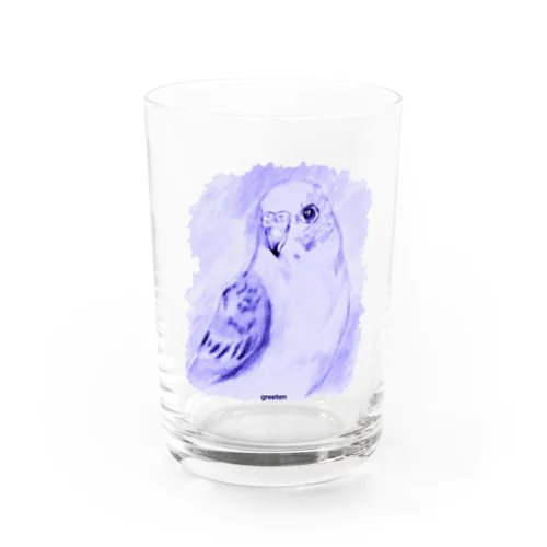 セキセイインコ　アート鳥　パープル Water Glass