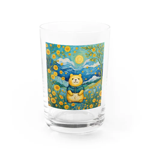 向日葵の中にネコ Water Glass