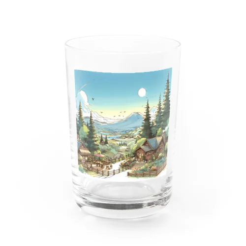 ロッジと山々 Water Glass