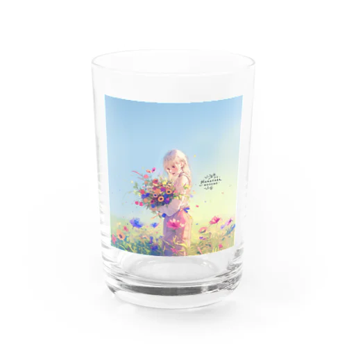 Melody of Bouquets and Blue Sky Water Glass