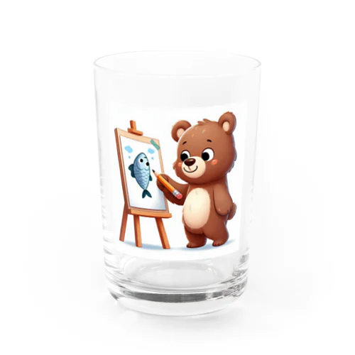 熊さんの大好物を描いてみた！グッズです Water Glass