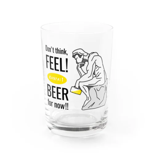 彫刻 × BEER（考える人：考えるな、感じろ! とりあえずビール!!）黒線画 Water Glass