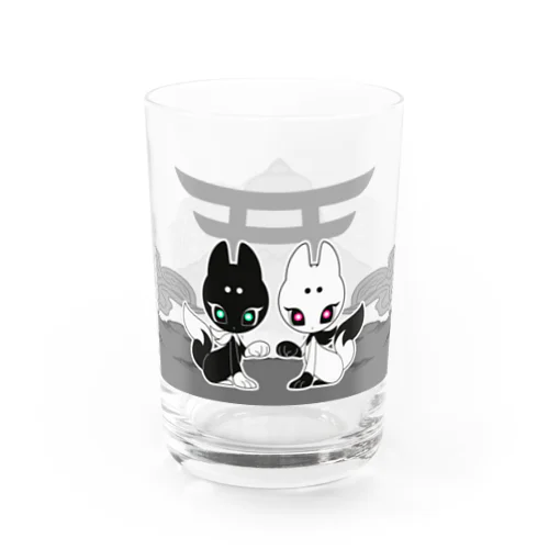 シロコ×クロコ｜神社×忍者×狐🦊 Water Glass