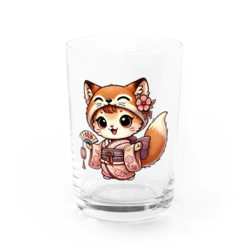 キュートなキツネコスチュームの子猫 Water Glass