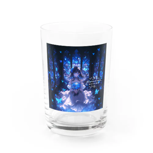 The Girl of Blue Flowers Shining in the Still Night Water Glass