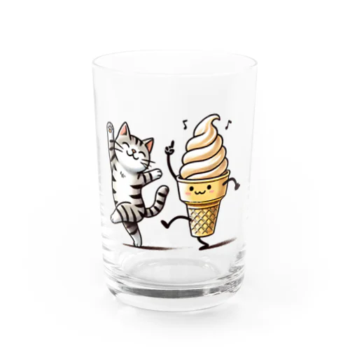 ソフトクリームと猫 Water Glass