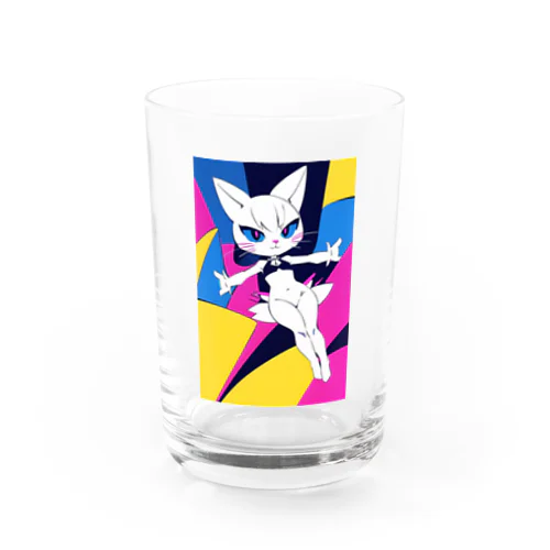 pop lady cat girl Water Glass