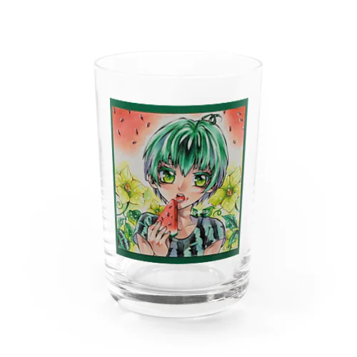 スイカモチーフの少年 Water Glass