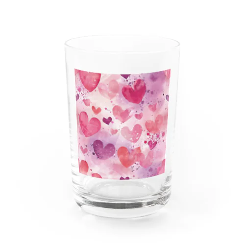 ハート　赤　ピンク　青　可愛い Water Glass