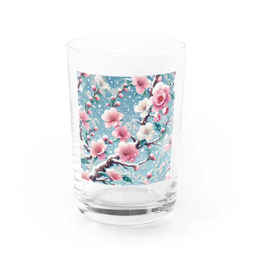 和風柄　桜雪化粧 Water Glass