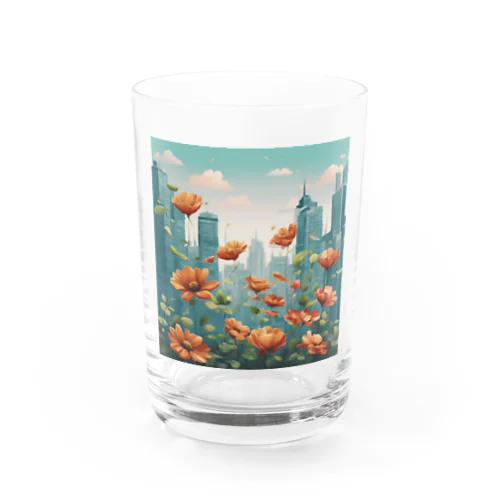 都市の背景に浮かぶ花 Water Glass
