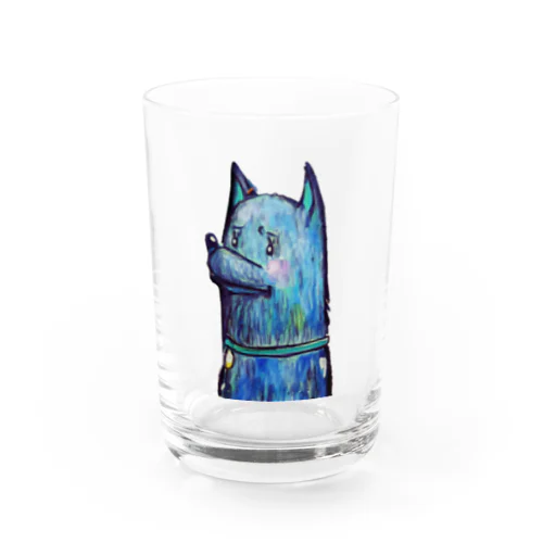 文句を言いたげなブルーな犬 Water Glass