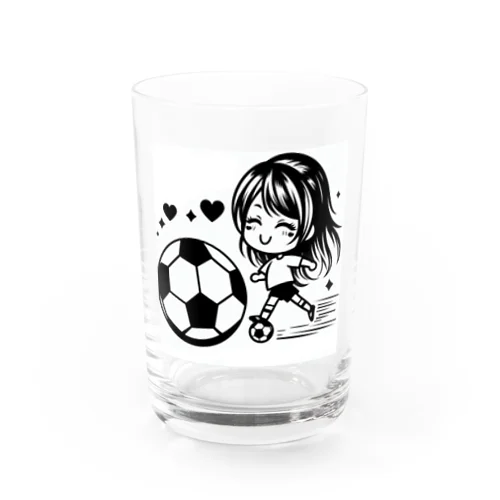 女の子サッカー Water Glass