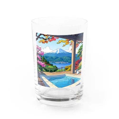 温泉と富士山 Water Glass