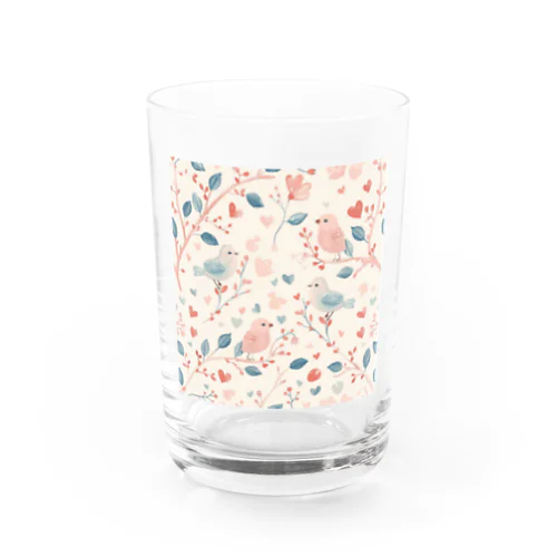 枝　小鳥　可愛い Water Glass