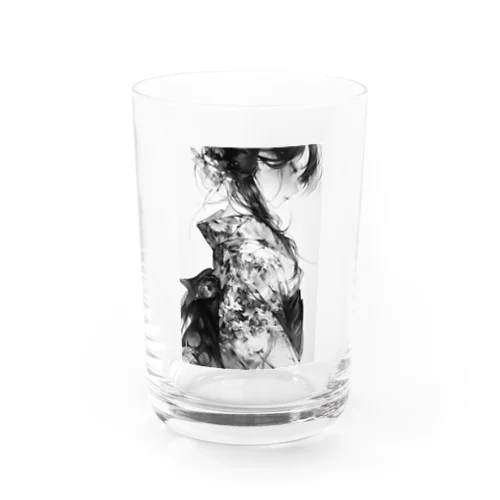 花の着物の女性 Water Glass