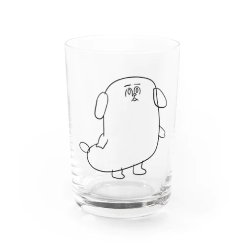 もじゃまる茫然　黒 Water Glass