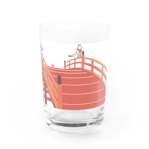 狐の手毬唄 太鼓橋と狛狐 Water Glass