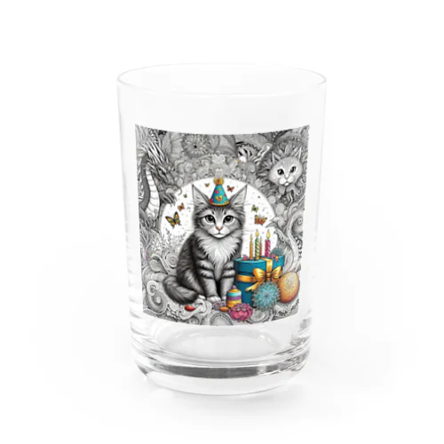 ネコと龍と誕生日 Water Glass