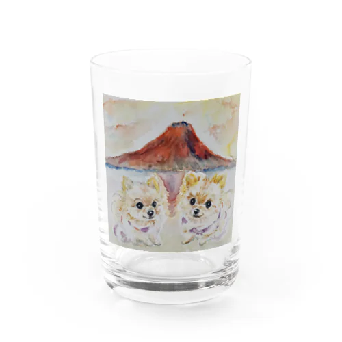 招福赤富士ポメラニアン Water Glass
