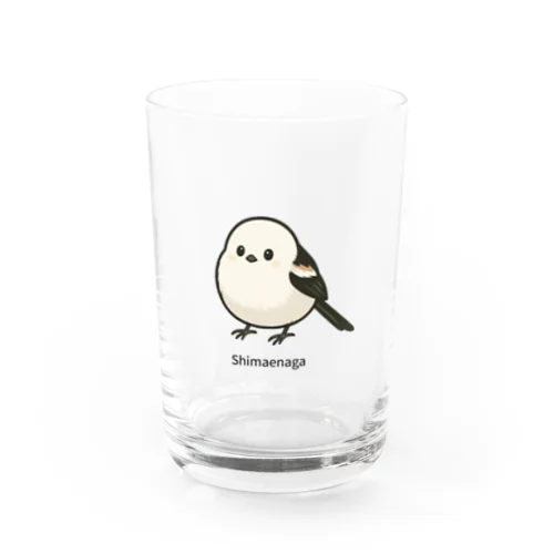 もふもふシマエナガTシャツ｜癒し系どうぶつデザイン Water Glass