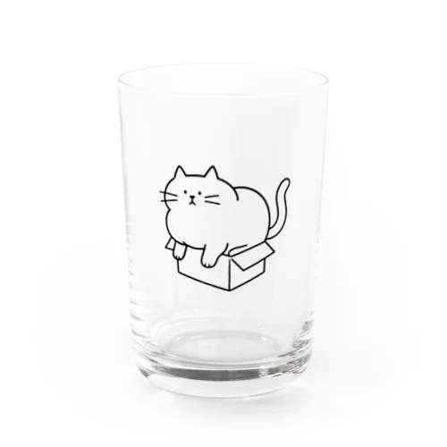 ダンボールから完全に体がはみ出てる猫 Water Glass